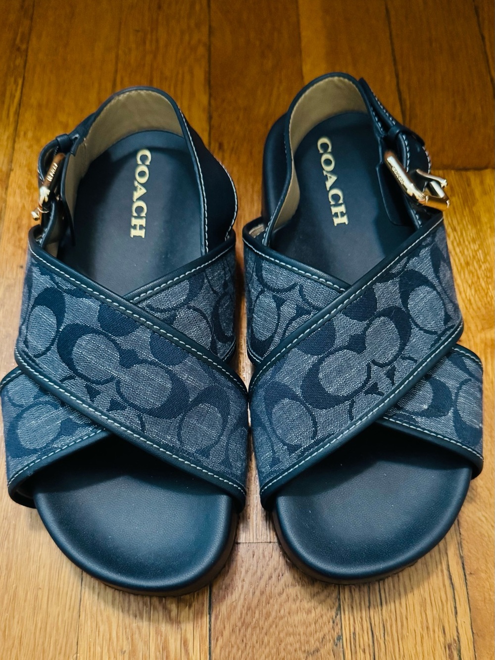Coach Adora Navy Signature Chambray Sandal